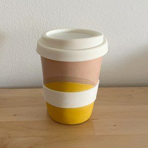 Martina Thornhill Ceramic Peach/Sun Okay Cup w/ White Band NEW